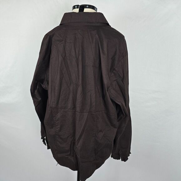 ALC Woman Blouse Women's 3X Brown Ruffles Collar Long Sleeve Hook & Eye NWT - Picture 8 of 12